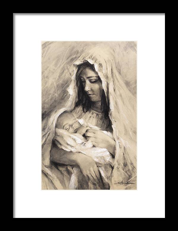 Mother Framed Print featuring the drawing Motherhood by Steve Henderson