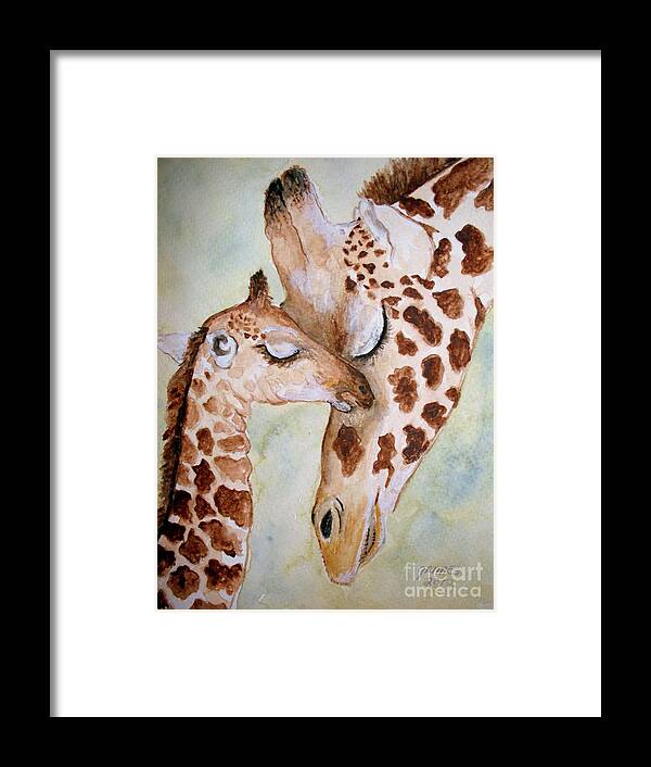Animals Framed Print featuring the painting Mothers Love by Carol Grimes