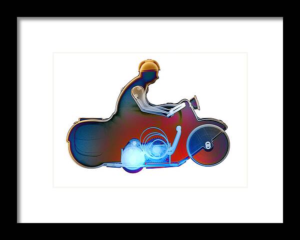 Tin Toy Motorcycle X-ray Art Photography Framed Print featuring the photograph Motorcycle X-ray No. 10 by Roy Livingston