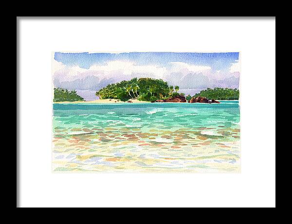 Aitutaki Framed Print featuring the painting Motu Rakau, Aitutaki by Judith Kunzle