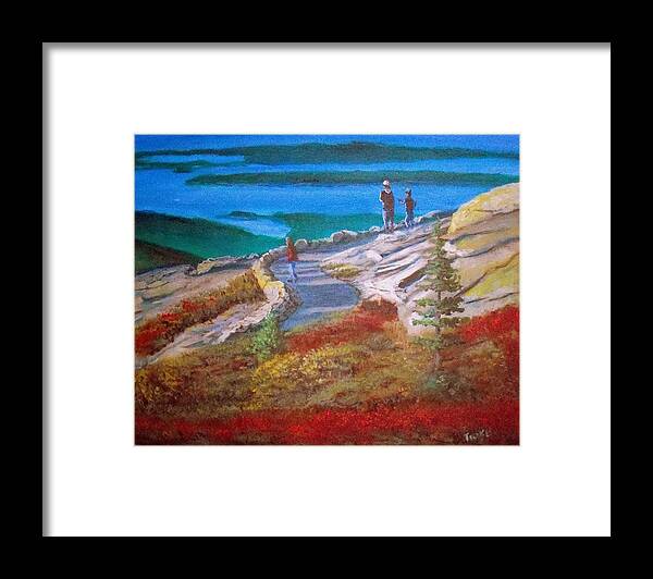 Acadia National Park Framed Print featuring the painting Mount Cadilac Path by William Tremble
