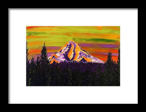  Framed Print featuring the painting Mount Hood At Dusk 36 by James Dunbar