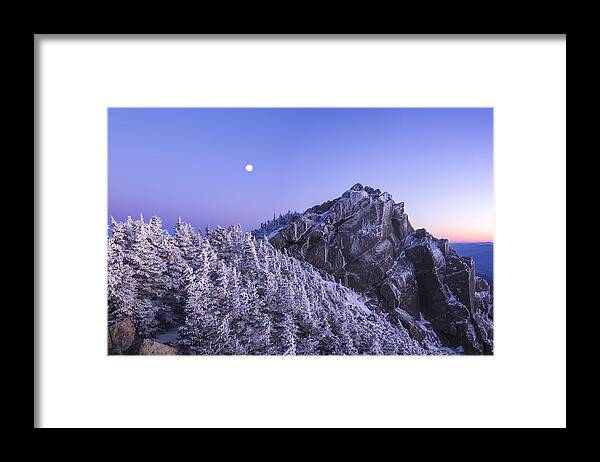 Full Moon Framed Print featuring the photograph Mount Liberty Blue Hour by White Mountain Images