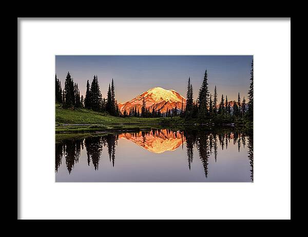 Mount Rainier Framed Print featuring the photograph Mount Rainier reflection from Tipsoo Lake by Pierre Leclerc Photography