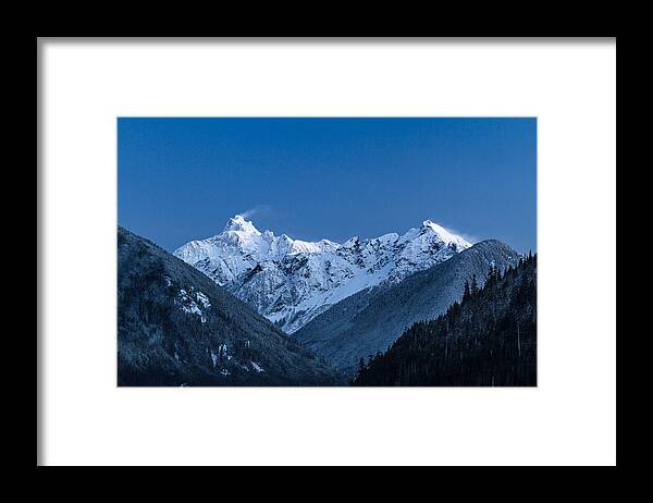 Beautiful Framed Print featuring the photograph Mount Redoubt at Blue Hour by Michael Russell