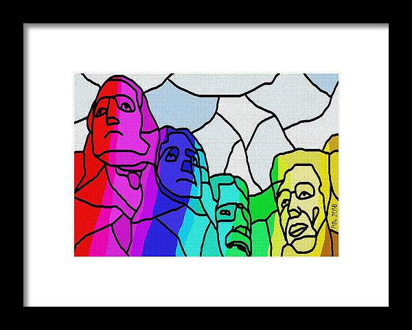 Mount-rushmore Framed Print featuring the digital art Mount Rushmore by Piotr Dulski
