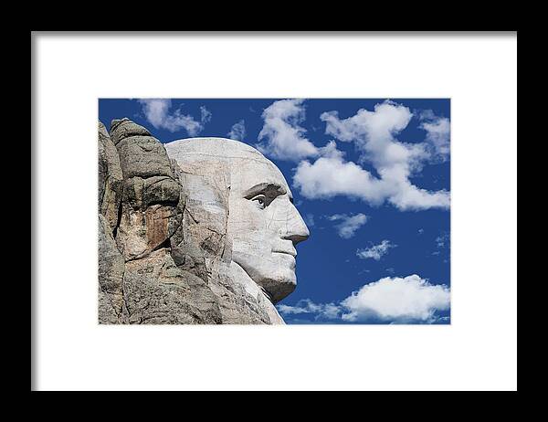 Black Hills Framed Print featuring the photograph Mount Rushmore Profile of George Washington by Tom Mc Nemar