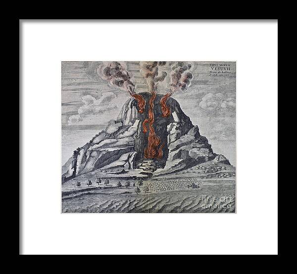 1665 Framed Print featuring the photograph Mount Vesuvius, 1665 by Granger