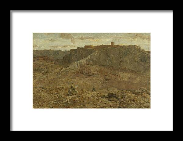 19th Century Art Framed Print featuring the painting Mountain landscape in Egypt by Marius Bauer