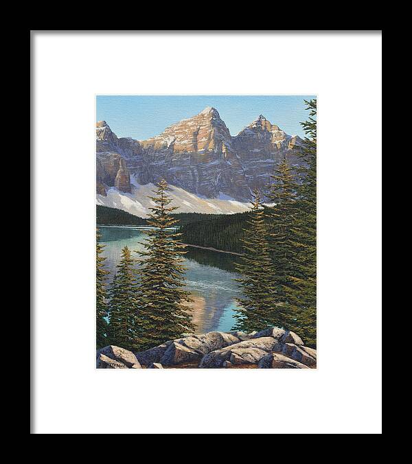 Jake Vandenbrink Framed Print featuring the painting Mountain Sunrise by Jake Vandenbrink