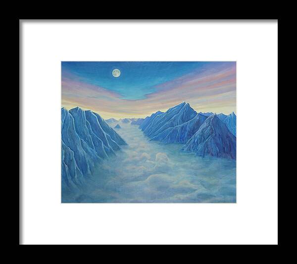 Mountains Framed Print featuring the painting Above the Clouds by Whitney Palmer
