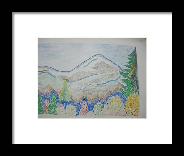 Landscape Framed Print featuring the drawing Mountain view.Switzerland 1995 by Dr Loifer Vladimir