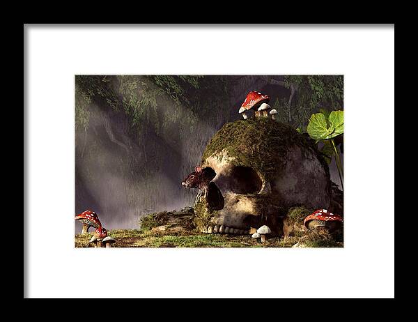 Mouse Framed Print featuring the digital art Mouse In A Skull by Daniel Eskridge