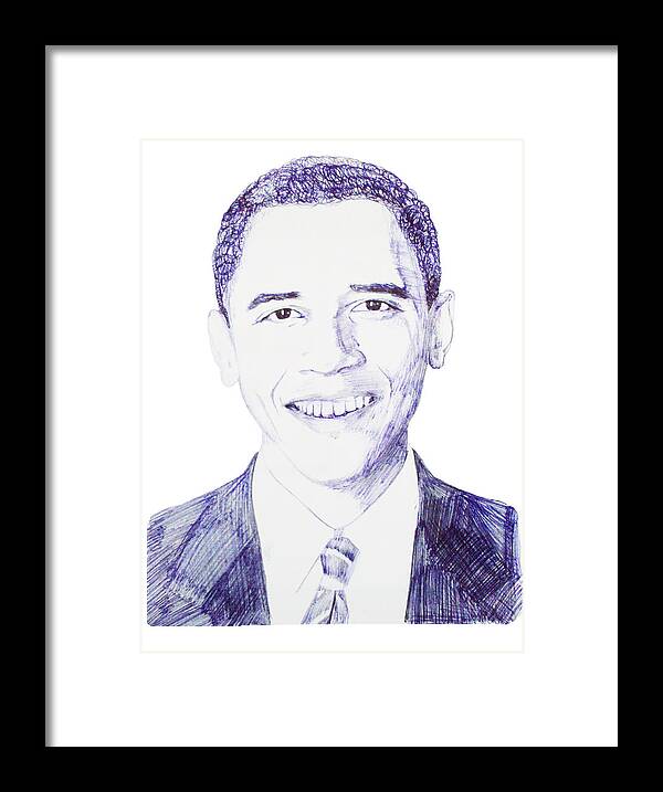 Barack Framed Print featuring the drawing Mr. President by Benjamin McDaniel