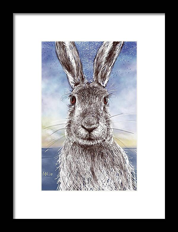Bunny Framed Print featuring the digital art Mr. Rabbit by AnneMarie Welsh