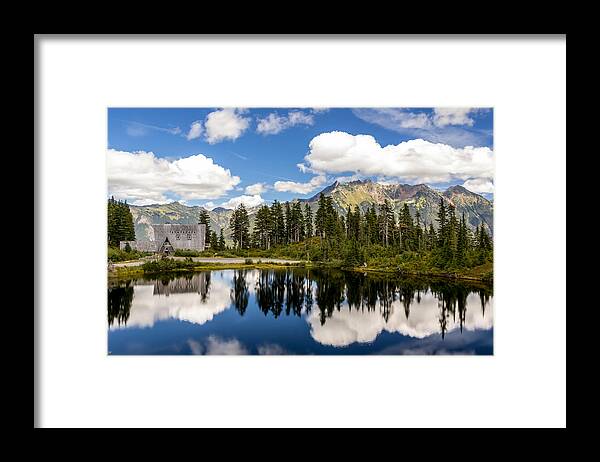 Mt Framed Print featuring the photograph MT Baker Lodge Reflection in Picture Lake 2 by Rob Green