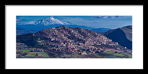 Volcano Framed Print featuring the photograph Mt. Etna and Gangi by Richard Gehlbach