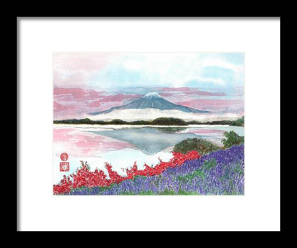 Japanese Framed Print featuring the painting Mt. Fuji Morning by Terri Harris