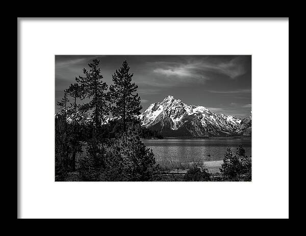 Mt. Moran Framed Print featuring the photograph Mt. Moran and trees by Stephen Holst