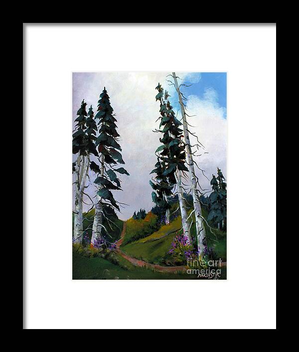 Mountains Framed Print featuring the painting Mt. Rainier 3 by Marta Styk