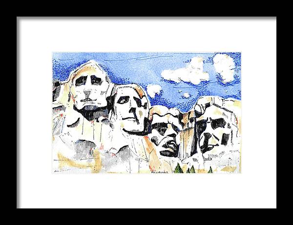 National Parks Framed Print featuring the painting Mt. Rushmore, USA by Terry Banderas