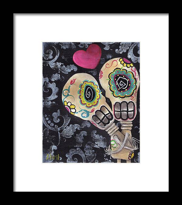 Day Of The Dead Framed Print featuring the painting Muertos de Amor by Abril Andrade