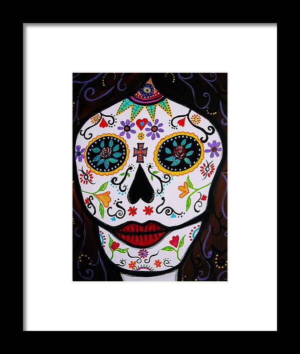 Dia Framed Print featuring the painting Muertos by Pristine Cartera Turkus