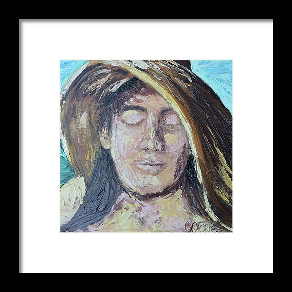 Portrait Framed Print featuring the painting Mujer con Sombrero de Sol by Melissa Torres