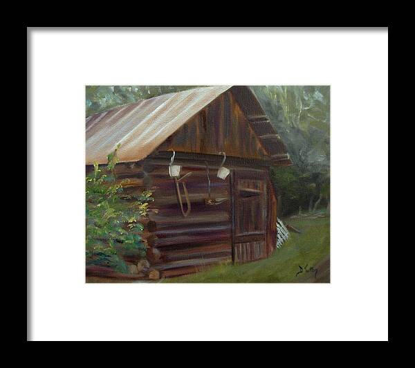 Grainery Framed Print featuring the painting Mulberry Farms Grainery by Donna Tuten