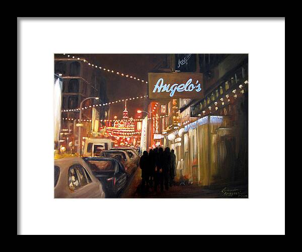 Little Italy Nyc Framed Print featuring the painting Mulberry St. NYC by Leonardo Ruggieri