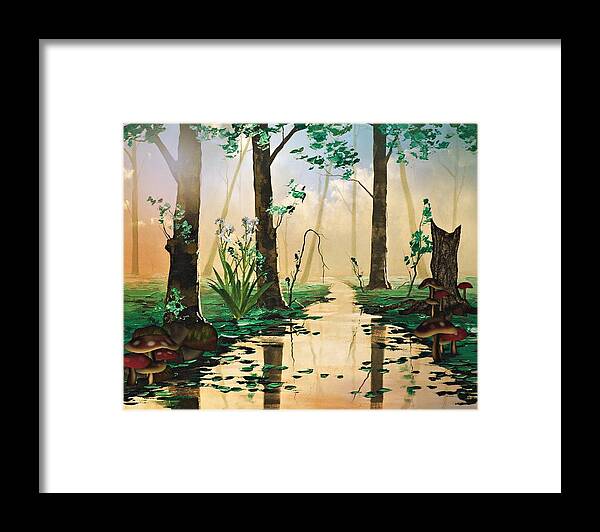 Mushrooms Framed Print featuring the photograph Mushroom Forest by Digital Art Cafe