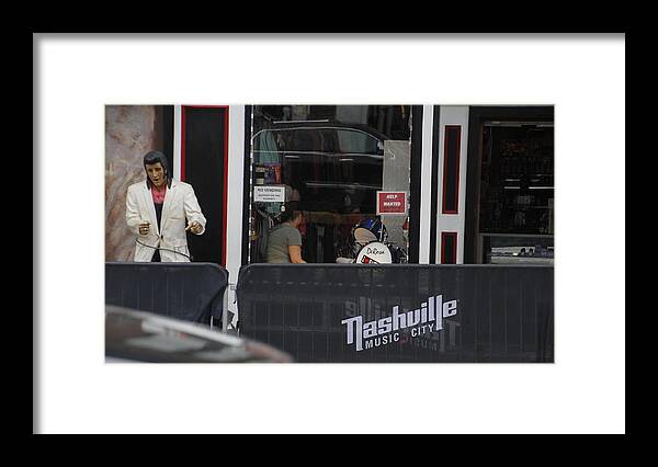 Nashville Music City Sign Framed Print featuring the photograph Music City Elvis by Valerie Collins