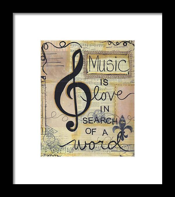 Mixed Media Framed Print featuring the painting Music is Love by Monica Martin