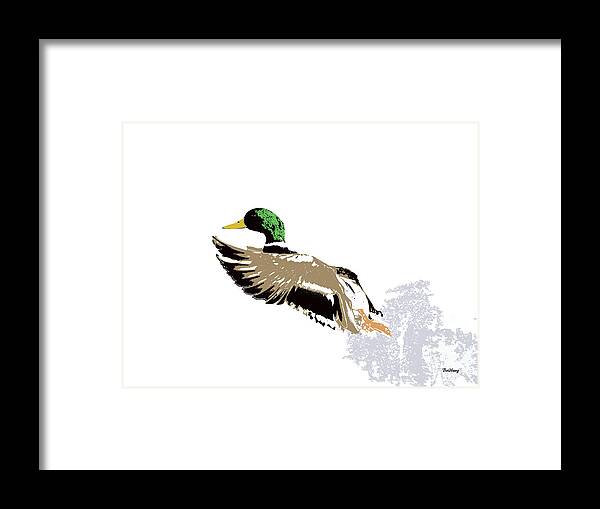 Duck Landing On Water Framed Print featuring the digital art Music Notes 22 by David Bridburg