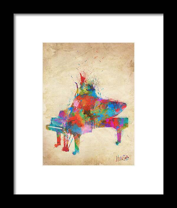Piano Framed Print featuring the digital art Music Strikes Fire from the Heart by Nikki Marie Smith