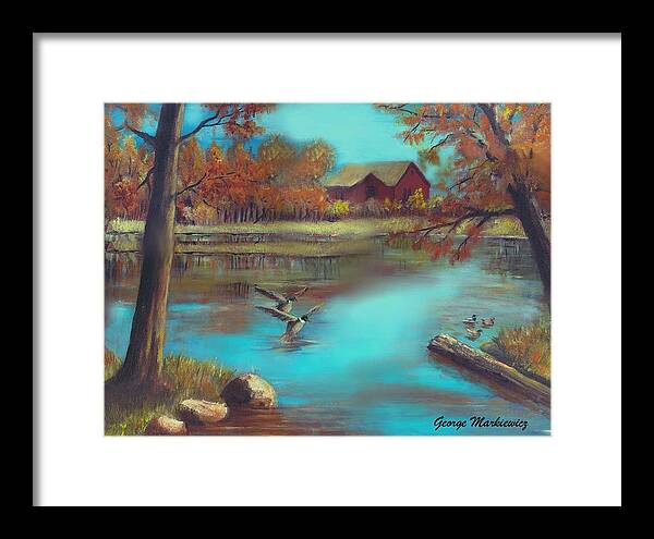 Lake Landscape Framed Print featuring the print Muskego Lake by George Markiewicz