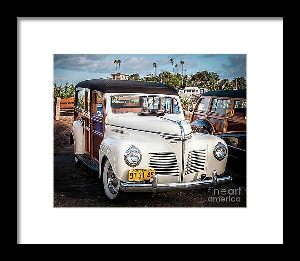 American Framed Print featuring the photograph My '40 Cream White Woodie by David Levin