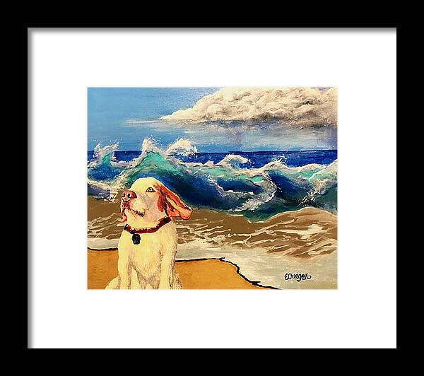 Dog Paintings Framed Print featuring the painting My Dog and the Sea #1 - Beagle by Esperanza Creeger
