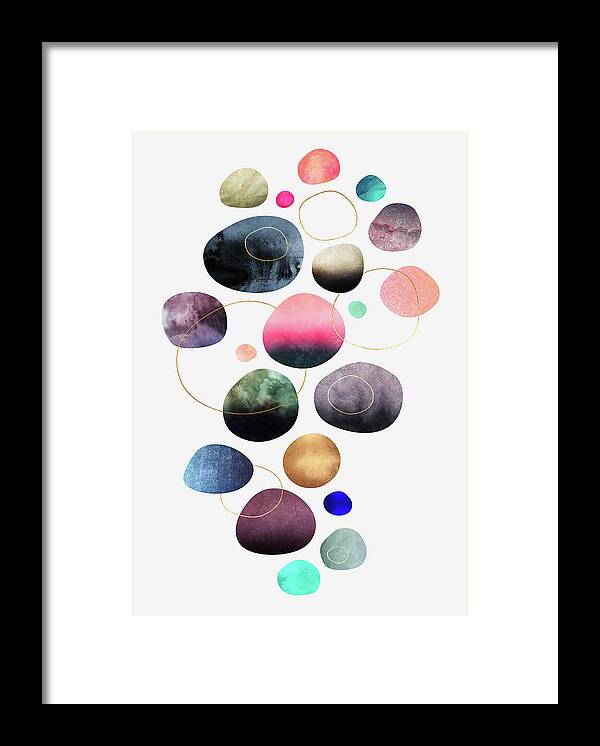 Graphic Framed Print featuring the digital art My Favorite Pebbles by Elisabeth Fredriksson