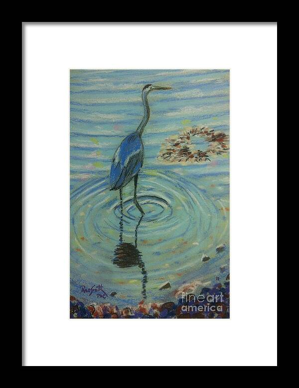 Heron Framed Print featuring the pastel My Heron by Rae Smith