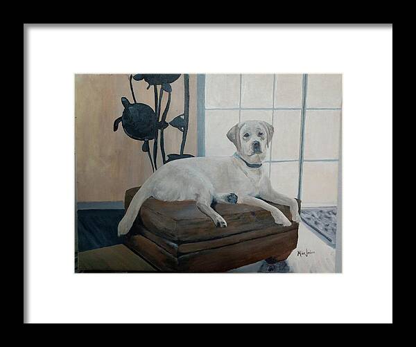 White Lab Framed Print featuring the painting My Neighbor Hutch by Mike Jenkins