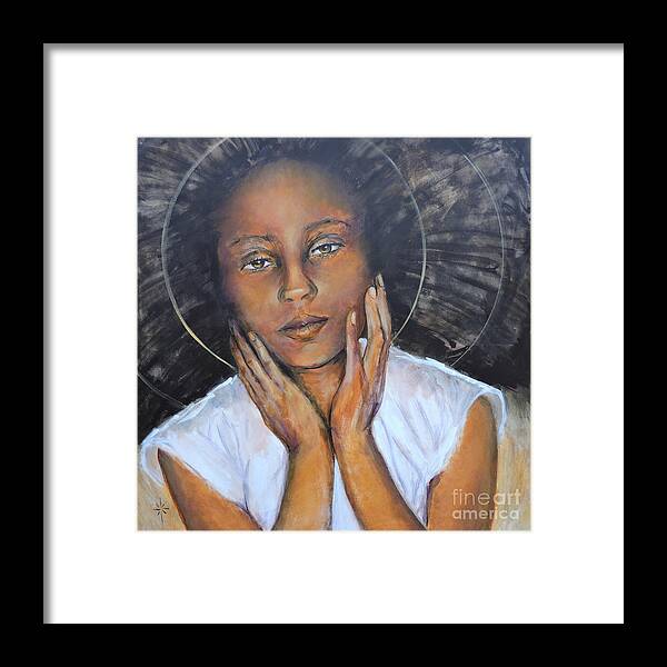 Female Framed Print featuring the painting My peace I give to you. by Jodie Marie Anne Richardson Traugott     aka jm-ART