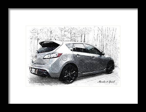 Mazda Framed Print featuring the mixed media My Son's Mazda by Sherry Hallemeier