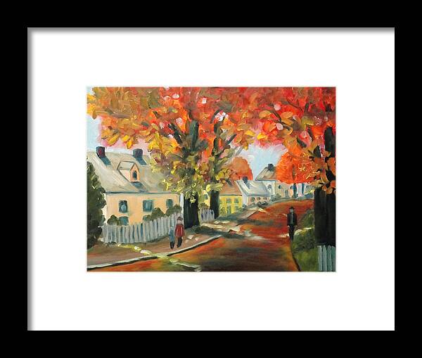 People Framed Print featuring the painting My Street by Charles Vaughn