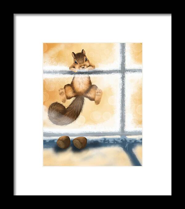 Animal Framed Print featuring the painting My sweet gift by Veronica Minozzi