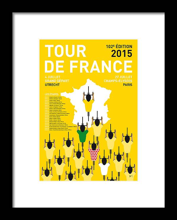 2015 Framed Print featuring the digital art My Tour De France Minimal Poster Etapes 2015 by Chungkong Art