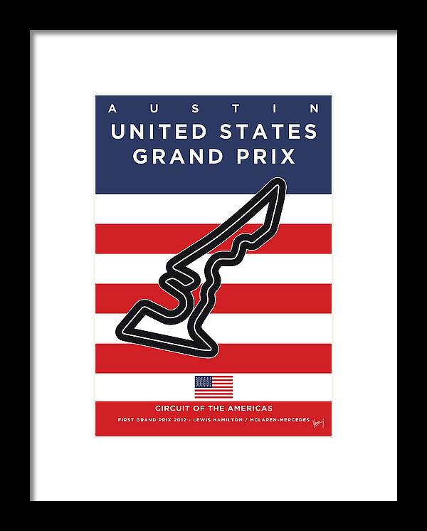 United States Of The Americas Elroy Framed Print featuring the digital art My United States Grand Prix Minimal Poster by Chungkong Art
