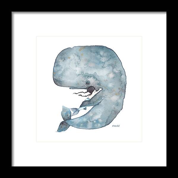 Illustration Framed Print featuring the painting My Whale by Soosh 