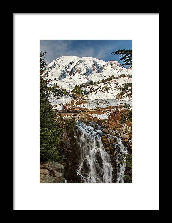 Mt. Rainier Framed Print featuring the photograph Myrtle Falls, Mt Rainier by Tony Locke