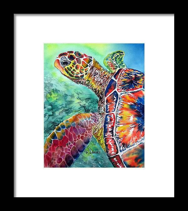Turtle Framed Print featuring the painting Myrtle the Turtle by Maria Barry